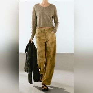 NWT Massimo Dutti Leather Straight Pants Size L